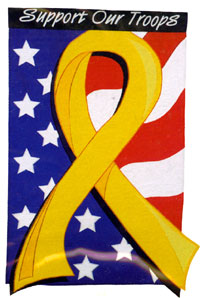 View Support Our Troops Applique Flag 28"x44" - 01134
