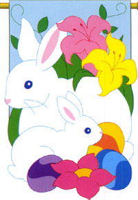 View Spring Bunny Applique Flag 28"x44" - 03032TG