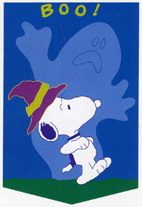 View Snoopy Scare Applique Flag 28"x40" - 03621