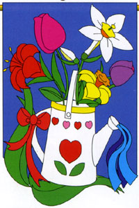 View Watering Can Applique Flag 28"x44" - 04038TG