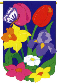 View Floral Mix Applique Flag 28"x44" - 04055TG