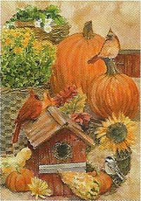 View Cardinals & Pumpkins Flag 28"x 40" - 0443CD