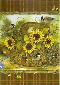 View Sunflowers & Chickadees Flag 28" x 40" - 0464CD