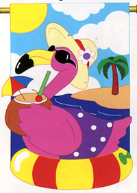 View Flamingo Fun Applique Garden Flag 13.5"x18" - 65024TG