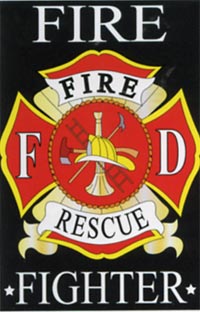 View Fire Fighter Applique Flag 28"x44" (Letters are appliqued on both sides) - 08022tg