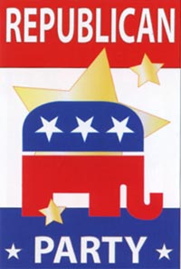 View Republican Appliqe Flag 28"x44" (Letters are appliqued on both sides) - 08025tg