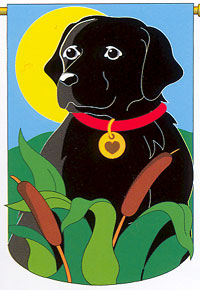 View Black Lab Applique Flag 28"x44" - 10033TG