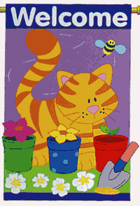 View Garden Cat Applique Flag 28"x44" - 10037TG