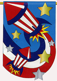 View U.S. Firecrackers Applique Flag 28"x44" - 11037TG