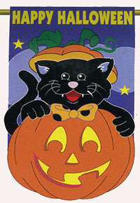 View Black Cat Applique Flag 28"x40" - 12042TG