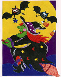 Bats & Witch Halloween Flag 28x44