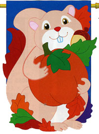 View Fall Squirrel Applique Flag 28"x44" - 13028TG