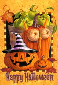 View Happy Halloween Silk Reflections Garden Flag 12.5"x18" - 141019EG