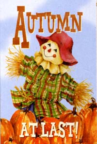 View Autumn at Last Scarecrow Silk Reflections Garden Flag 12.5"x18" - 141058EG