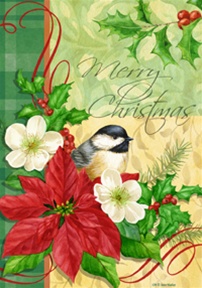 View Christmas Chickadee Flag 28"x40" - 1354CD