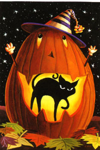 Jack O Black Cat Silk Reflections Flag 29x43
