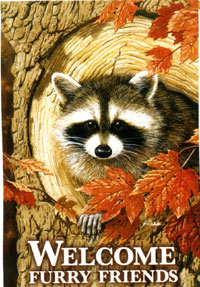 View Raccoon Silk Reflections Flag 29"x43" - 13838EG