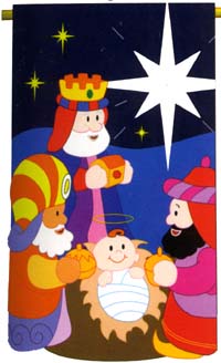 View Three Kings Applique Flag 28"x44" - 14067TG