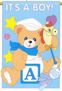 View It's a Boy Bear Applique Flag 28"x44" (Letters are Appliqued on both sides) - 15034tg