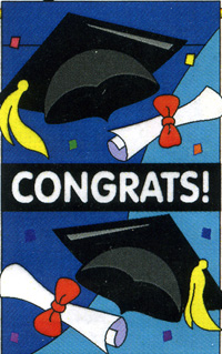 View Congrats Nylon Applique Flag 28"x44" (features metallic fabric & glitter stitching) **Letters Are Appliqued On Both Sides** - 15048tg