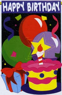 View Happy B-Day Applique Garden Flag 13.5"x18" - 65060TG