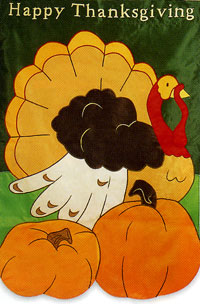 View Traditional Turkey Applique Garden Flag 12.5"x18" - 16342EG