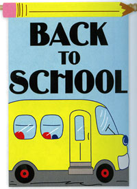 View Back to School Bus Applique Flag 28"x44" - 15366EG