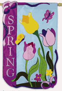 View Spring has Sprung Applique Garden Flag 12.5"x18" - 16370EG
