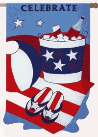 View Celebrate Patriotic Applique Flag 28"x44" - 15416EG