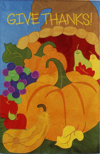 View Give Thanks Applique Garden Flag 12.5"x18" - 16446EG