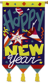 View Happy New Year Garden Banner Flag 12.5"x18" - 16488EG