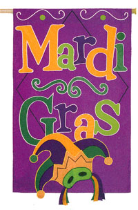 View Mardi Gras Applique Flag 28"x44" - 15502EG
