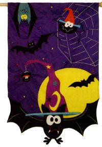 View The Bat in the Hat Applique Flag 30"x44" - 15585EG