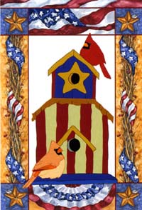 View Patriotic Birdhouse Artistic Blends Flag 29"x43" - 15611EG
