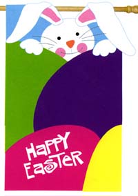 View Easter Bunny with Eggs Applique Flag 28"x44" - 15619EG