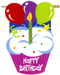 View Birthday Cupcake Applique Flag 28"x44" - 15626EG