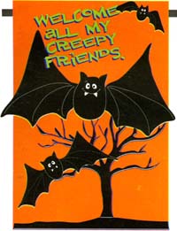View Welcome Creepy Friends Applique Flag 28"x44" - 15648EG