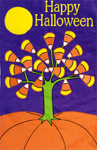 Candy Corn Tree Applique Flag 28x43