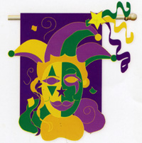 View Mardi Gras Jester Deluxe 3-D Applique Flag 28"x43" - 15177EG