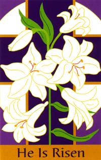 View He Is Risen Applique Flag 12"x16" - 16652EG