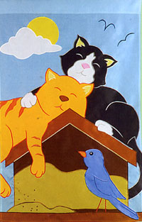 View Sleeping Cats Applique Flag 28"x44" - 21078
