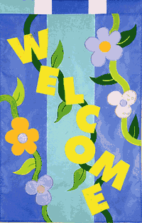 View Welcome Vine Applique Flag 28"x44" - 23266