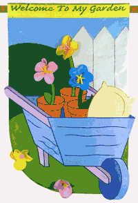 View Welcome To My Garden Applique Flag 28"x44" - 23267