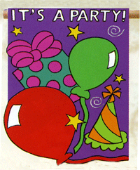View Its a Party Nylon Applique Garden Flag 12"x16" - 394CF