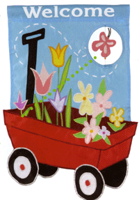 View Bloomin' Wagon Applique Flag 28"x44" - 25370