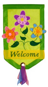 View Welcome Trio Applique Flag 28"x44" - 25559