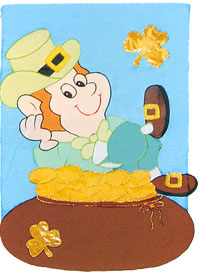 View Happy Leprechaun Applique Flag 28"x40" - 2751CF