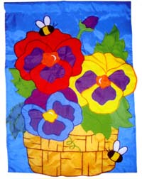 View Pansies Pot Applique Flag 28"x40" - 2814CF