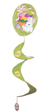 View Bunny with Easter Basket Applique Windspinner 8.5"x30" - 45023EG