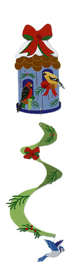 View Winter Birdhouse Applique Windspinner 8.5"x30" - 45068EG